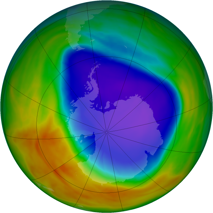 Antarctic ozone map for 04 October 2007